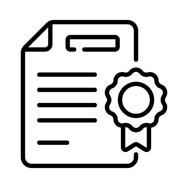 ikona symbolizujuca potvrdenie s certifikatom